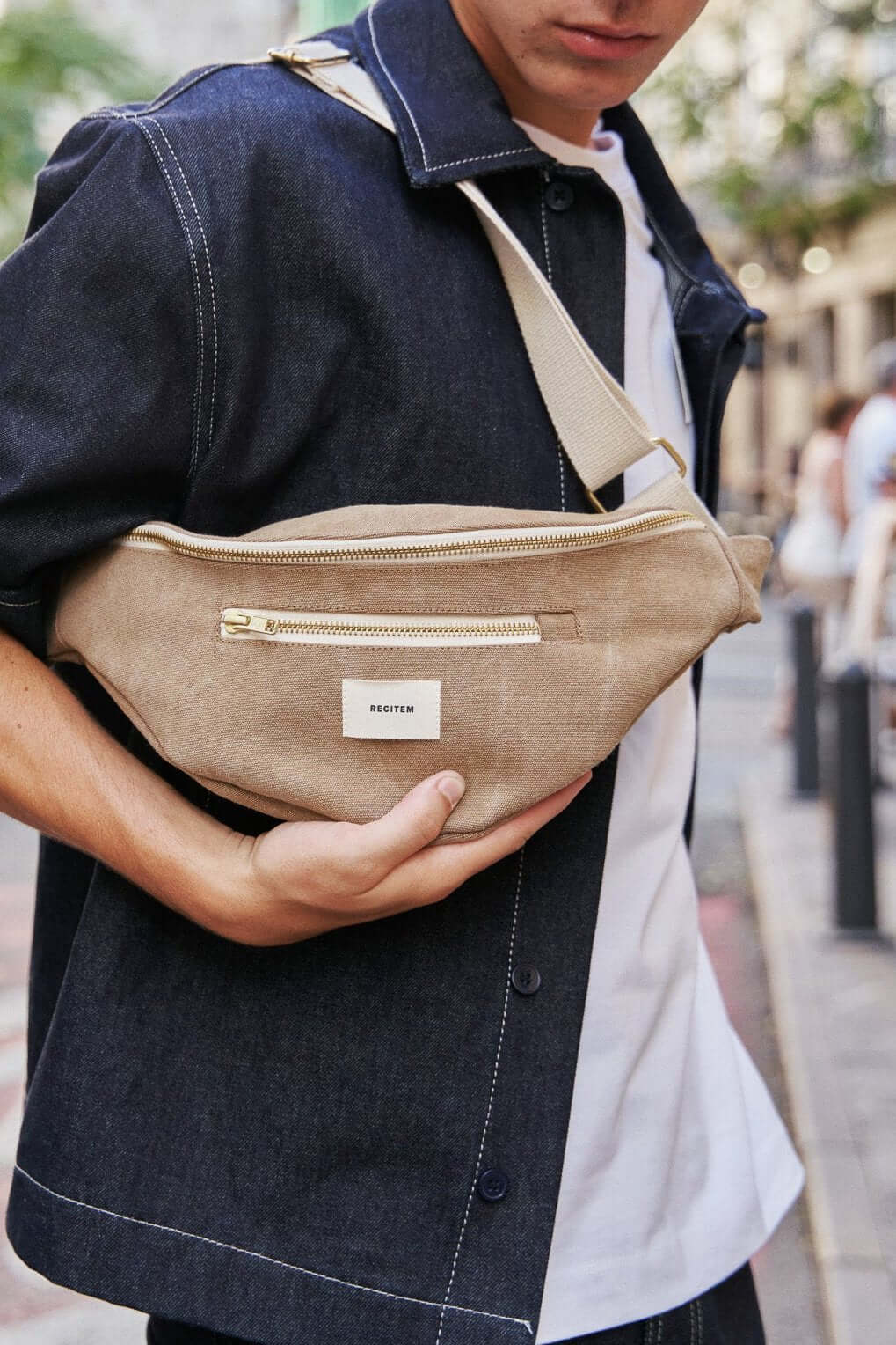 Sac banane effet cuir beige Louis Recitem