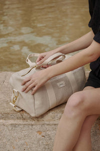 sac de voyage bandoulière beige